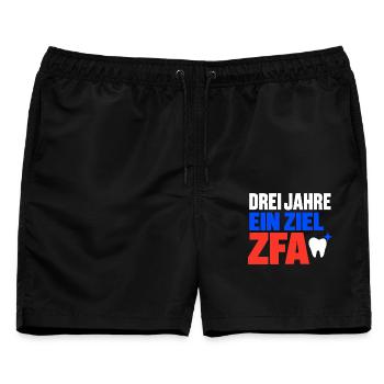 Drei Jahre ein Ziel – ZFA Ausbildung Abschluss - Männer Badeshorts - Schwarz - Vorne - AI Model Male 178 light (178cm)