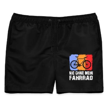 Nie ohne mein Fahrrad Bike Sprüche Fahren E Bike - Männer Badeshorts - Schwarz - Vorne - AI Model Male 178 light (178cm)