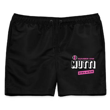 Mutti Number One Deluxe Beste Familie Beste Mutti - Männer Badeshorts - Schwarz - Vorne - AI Model Male 178 light (178cm)