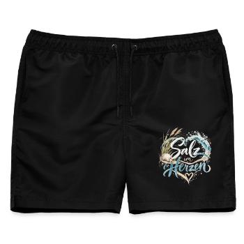 MeerLiebe Schriftzug am Strand - Männer Badeshorts - Schwarz - Vorne - AI Model Male 178 light (178cm)