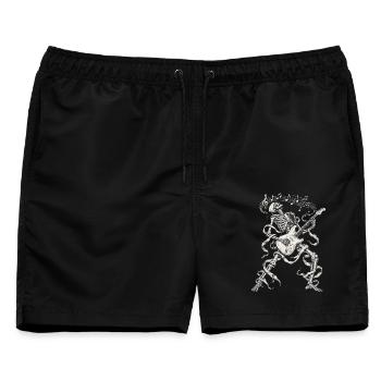 Rock Musik, Rocker, Gitarre, Gitarrist, Skelett - Männer Badeshorts - Schwarz - Vorne - AI Model Male 178 light (178cm)