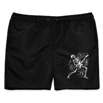 Rock Musik, Rocker, Gitarre, Gitarrist, Skelett - Männer Badeshorts - Schwarz - Vorne - AI Model Male 178 light (178cm)