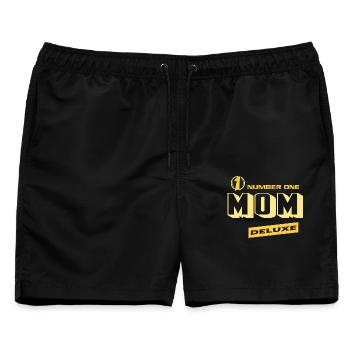 Mom Mama Number One Deluxe Bester Familie Mama - Männer Badeshorts - Schwarz - Vorne - AI Model Male 178 light (178cm)