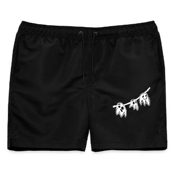 Niedliche Geistergirlande – Handgezeichnetes Halloween-Design - Männer Badeshorts - Schwarz - Vorne - AI Model Male 178 light (178cm)