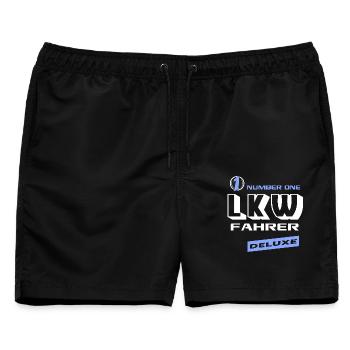 LKW Number One Deluxe Bester Lastkraftwagen - Männer Badeshorts - Schwarz - Vorne - AI Model Male 178 light (178cm)
