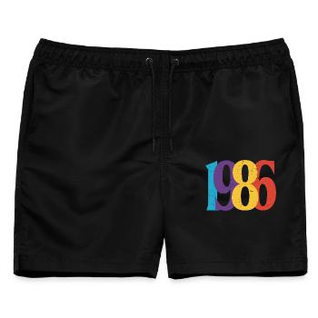 1986 Geburtstag geboren in 1986 Vintage-Retro-Geschenk - Männer Badeshorts - Schwarz - Vorne - AI Model Male 178 light (178cm)