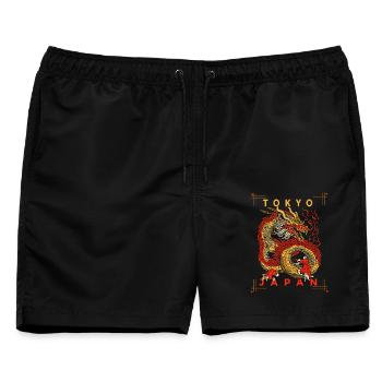 Japanischer Drache – Tokyo Japan Asia Design - Männer Badeshorts - Schwarz - Vorne - AI Model Male 178 light (178cm)