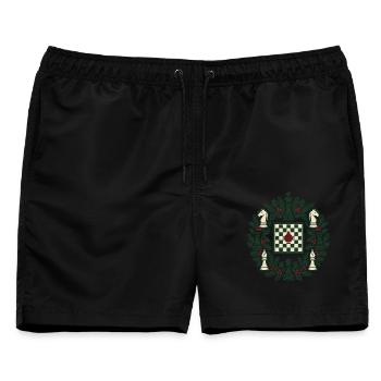 Peak Schach – Weihnachts Vibes - Männer Badeshorts - Schwarz - Vorne - AI Model Male 178 light (178cm)