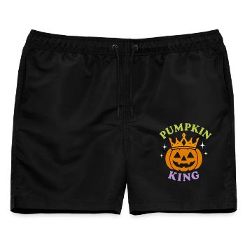 Pumpkin King Kürbis Halloween König Krone Männer - Männer Badeshorts - Schwarz - Vorne - AI Model Male 178 light (178cm)