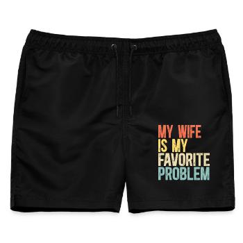 Meine Frau ist mein Lieblingsproblem-Ehe-Humor - Männer Badeshorts - Schwarz - Vorne - AI Model Male 178 light (178cm)