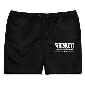 Whiskey trinken Schlechte Laune Alkohol Saufen - Männer Badeshorts - Schwarz - Vorne - AI Model Male 178 light (178cm)