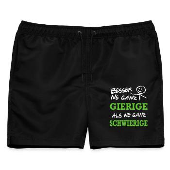Besser Gierig als Schwierig Lustiger Spruch - Männer Badeshorts - Schwarz - Vorne - AI Model Male 178 light (178cm)