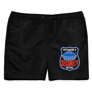 Kuchenhumor – Pie Needs a Security Detail - Männer Badeshorts - Schwarz - Vorne - AI Model Male 178 light (178cm)