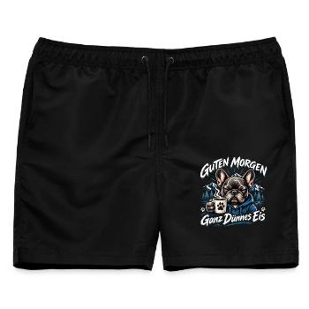 Guten Morgen Ganz dünnes Eis  - Männer Badeshorts - Schwarz - Vorne - AI Model Male 178 light (178cm)
