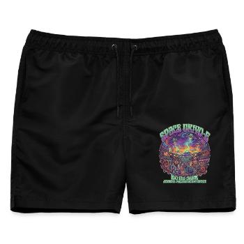 Neo Edo Fest and UFO Ukiyo-e Psychedelic Trip - Männer Badeshorts - Schwarz - Vorne - AI Model Male 178 light (178cm)