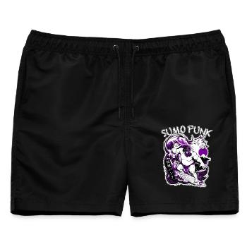 SUMO PUNK Purple Cyberpunk Neo Ukiyo-E Japan - Männer Badeshorts - Schwarz - Vorne - AI Model Male 178 light (178cm)