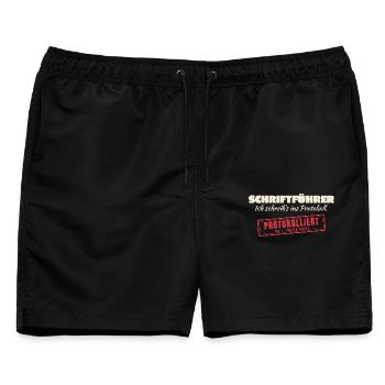 Protokollwitz Schriftführer - Männer Badeshorts - Schwarz - Vorne - AI Model Male 178 light (178cm)