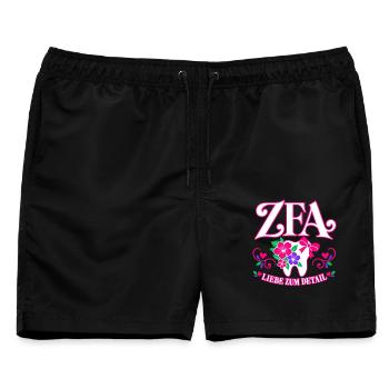 ZFA Liebe zum Detail – Zahnmedizin mit Herz - Männer Badeshorts - Schwarz - Vorne - AI Model Male 178 light (178cm)