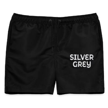 Silbergrau - Männer Badeshorts - Schwarz - Vorne - AI Model Male 178 light (178cm)