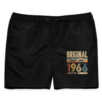 60. Geburtstag, 60 Jahre - Männer Badeshorts - Schwarz - Vorne - AI Model Male 178 light (178cm)