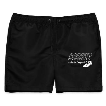 Sorry Hab nicht zugehört Mann Sprüche Frech Lustig - Männer Badeshorts - Schwarz - Vorne - AI Model Male 178 light (178cm)