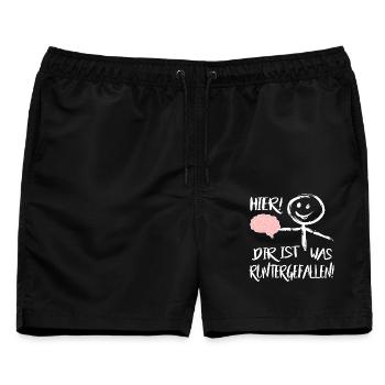 Gehirn Hier runtergefallen Männchen Sprüche  - Männer Badeshorts - Schwarz - Vorne - AI Model Male 178 light (178cm)