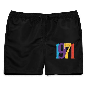 Geboren 1971 Geburtstagsgeschenk Geburtstag 71 - Männer Badeshorts - Schwarz - Vorne - AI Model Male 178 light (178cm)