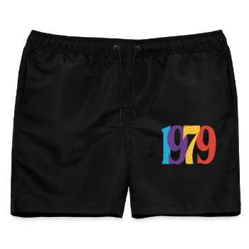 Geboren 1979 Geburtstagsgeschenk Geburtstag 79 - Männer Badeshorts - Schwarz - Vorne - AI Model Male 178 light (178cm)