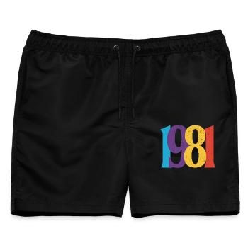 Geboren 1981 Geburtstagsgeschenk Geburtstag 81 - Männer Badeshorts - Schwarz - Vorne - AI Model Male 178 light (178cm)