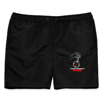 Taschenuhr – Die einzige Konstante ist Veränderung - Männer Badeshorts - Schwarz - Vorne - AI Model Male 178 light (178cm)
