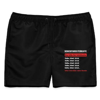 Schichtarbeiter Kaffee Überleben - Männer Badeshorts - Schwarz - Vorne - AI Model Male 178 light (178cm)