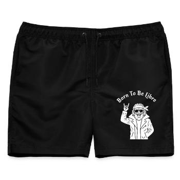 Geboren, um frei zu sein – Ruhestand (klares Muster) - Männer Badeshorts - Schwarz - Vorne - AI Model Male 178 light (178cm)