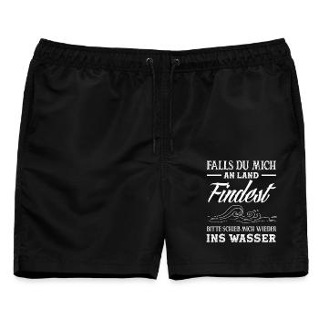 Schwimmsport Schwimmer Spruch Geschenk - Männer Badeshorts - Schwarz - Vorne - AI Model Male 178 light (178cm)