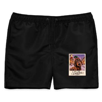 I Ate The Cookies Dackel Selfie Weihnachten - Männer Badeshorts - Schwarz - Vorne - AI Model Male 178 light (178cm)