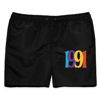 Geboren 1991 Geburtstagsgeschenk Geburtstag 91 - Männer Badeshorts - Schwarz - Vorne - AI Model Male 178 light (178cm)