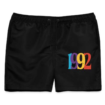 Geboren 1992 Geburtstagsgeschenk Geburtstag 92 - Männer Badeshorts - Schwarz - Vorne - AI Model Male 178 light (178cm)