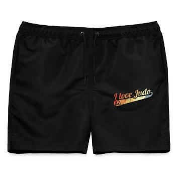 Judo Kämpfer - Männer Badeshorts - Schwarz - Vorne - AI Model Male 178 light (178cm)