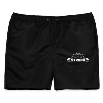 Strong Fitness Muskel Gym Hantel Design - Männer Badeshorts - Schwarz - Vorne - AI Model Male 178 light (178cm)