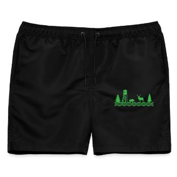 Hochsitz Jäger Jagen DNA | Farbe änderbar - Männer Badeshorts - Schwarz - Vorne - AI Model Male 178 light (178cm)