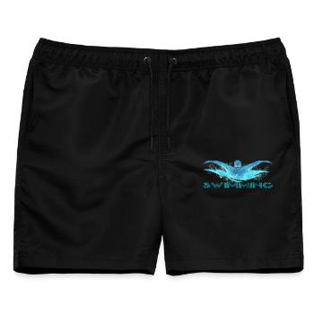 Dynamischer Schwimmer mit Wasserwellen - Männer Badeshorts - Schwarz - Vorne - AI Model Male 178 light (178cm)