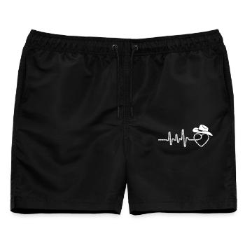 Line Dance ist mein Cardio – Country Western Tanz - Männer Badeshorts - Schwarz - Vorne - AI Model Male 178 light (178cm)