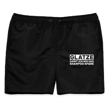Glatze Damit Ich mir das Shampoo spare - Männer Badeshorts - Schwarz - Vorne - AI Model Male 178 light (178cm)