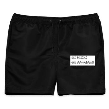 Kein Essen Keine Tiere Typo-Statement - Männer Badeshorts - Schwarz - Vorne - AI Model Male 178 light (178cm)