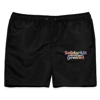 Solidarität Gewinnt Pastel Hoodie Demonstration - Männer Badeshorts - Schwarz - Vorne - AI Model Male 178 light (178cm)