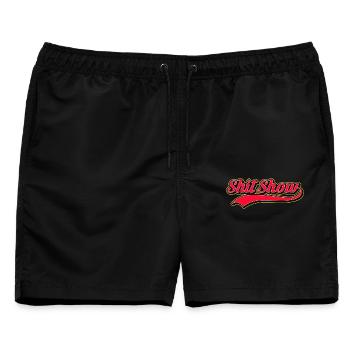 Shit Show Retro-Stil Logo - Männer Badeshorts - Schwarz - Vorne - AI Model Male 178 light (178cm)