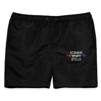 Stimme statt Stille für Aktivisten & Fans - Männer Badeshorts - Schwarz - Vorne - AI Model Male 178 light (178cm)