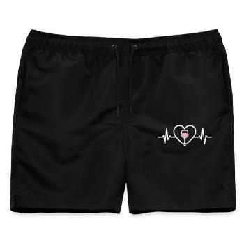 Roséwein-Herz - Männer Badeshorts - Schwarz - Vorne - AI Model Male 178 light (178cm)