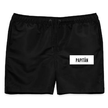 Papitän Vatertag bester Papa Anker - Männer Badeshorts - Schwarz - Vorne - AI Model Male 178 light (178cm)