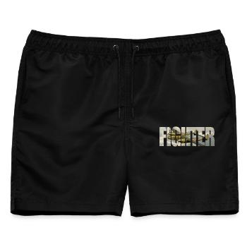 Fighter P-38 Lightning - Männer Badeshorts - Schwarz - Vorne - AI Model Male 178 light (178cm)