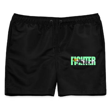 Fighter P-51 - Männer Badeshorts - Schwarz - Vorne - AI Model Male 178 light (178cm)